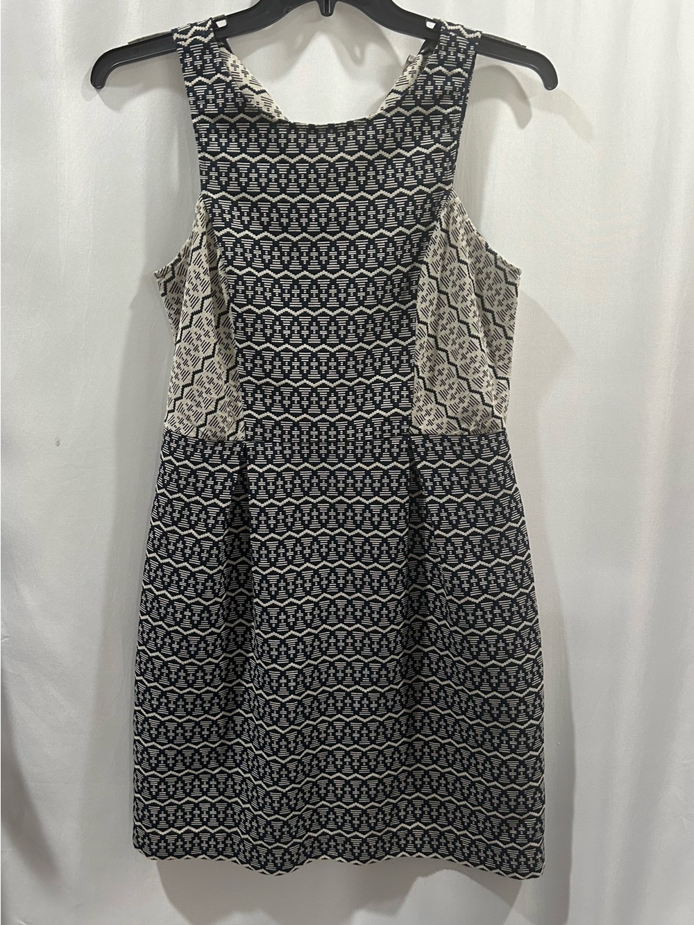Ann Taylor LOFT navy gray geometric Patterned Sleeveless Dress LN